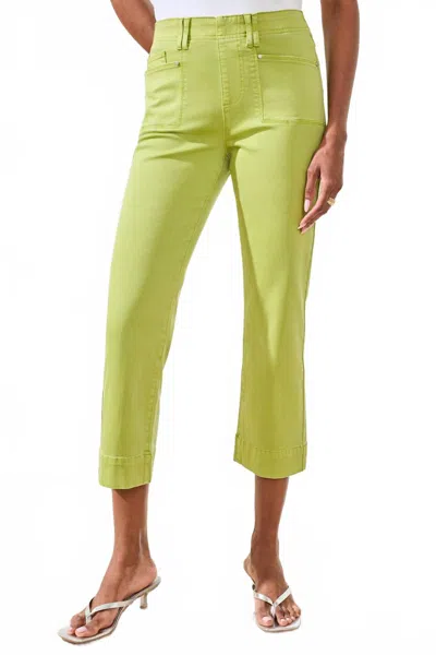 Tribal 5 Pocket Pull On Kick Flare Crop Pant In Mintleaf-0584 In Green