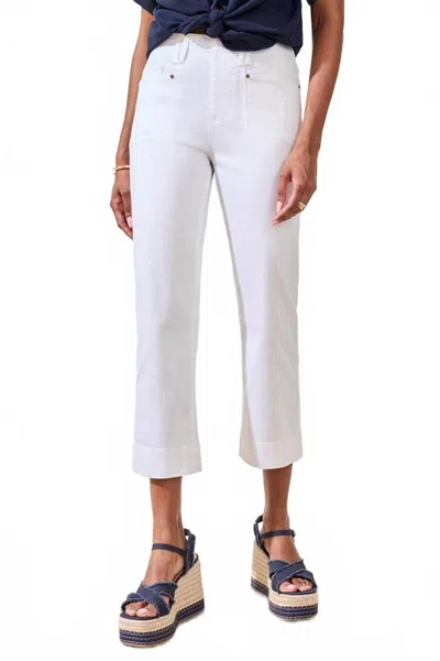 Tribal 5 Pocket Pull On Kick Flare Crop Pant In White-0001