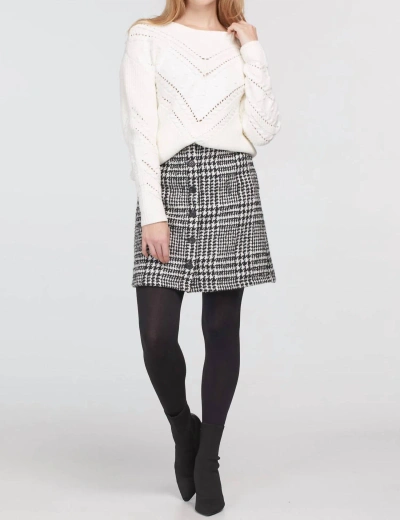 Tribal A-line Skirt With Buttons In Black/white In Multi