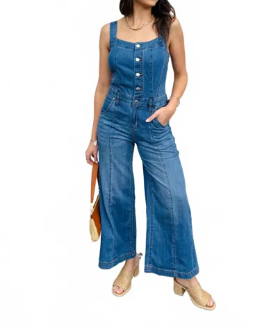 Tribal Adjustable Shoulder Straps Wide-leg Jumpsuit In Amalfi Coast In Blue