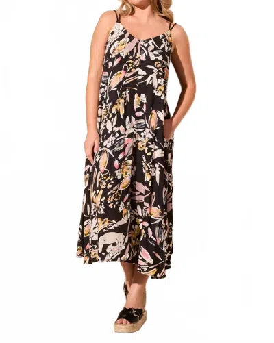 Tribal Adjustable Straps Maxi Dress In Black In Multi