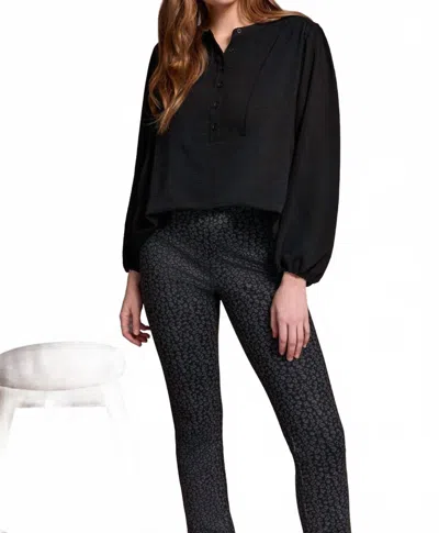 Tribal Airflow Long Sleeve Mandarin Collar Blouse In Black