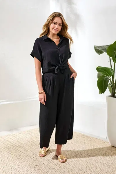 Tribal Airflow Pleated Pants With Elastic Waistband In Black