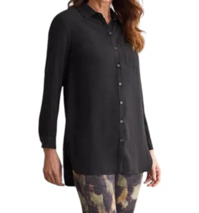 Tribal Airflow Roll-sleeve Tunic Shirt In Black