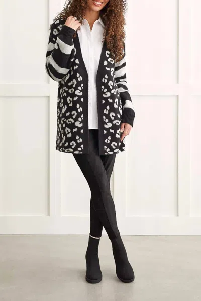 Tribal All Over Cardigan In Black Print In Multi
