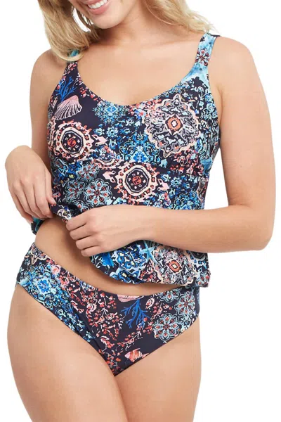 Tribal Aruba Under The Sea Tankini Reversible 2 Piece Swimsuit In Navy In Blue