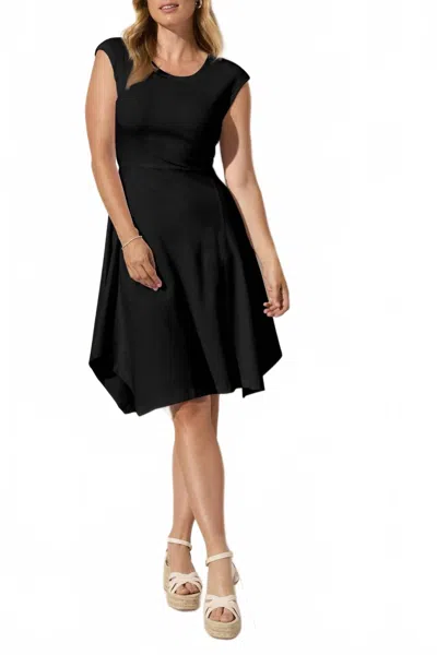 Tribal Asymmetrical Crew Neck Dress In Black
