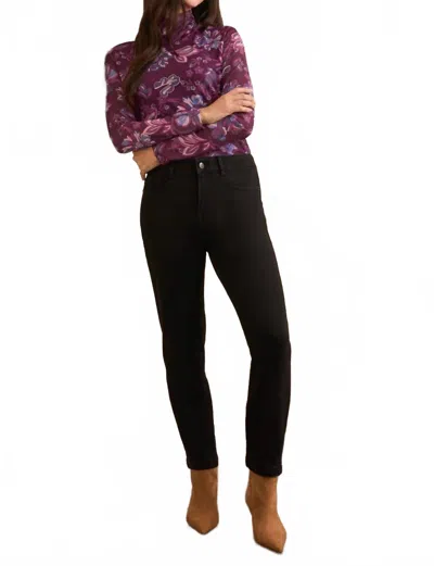 Tribal Audrey Boundless Stretch Denim Straight Leg Crop Jeans In Black In Multi