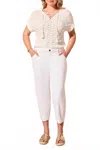 Tribal Audrey Girlfriend Barrel Crop Jeans In Coco Milk In White