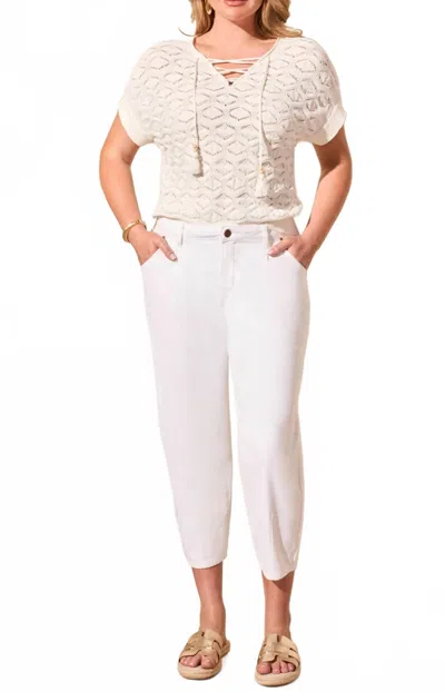 Tribal Audrey Girlfriend Barrel Crop Jeans In Cocomilk In White