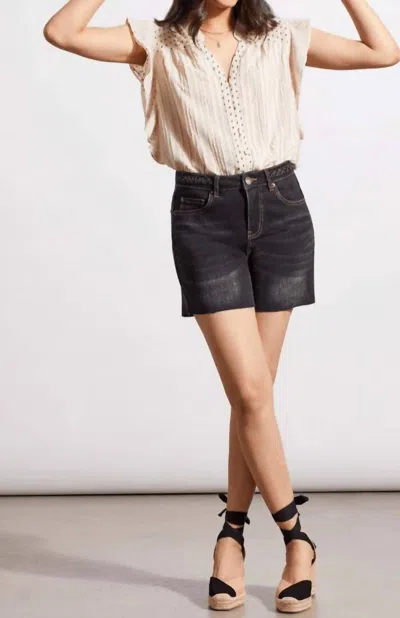 Tribal Audrey Girlfriend Classic Denim Short In Dusty Black