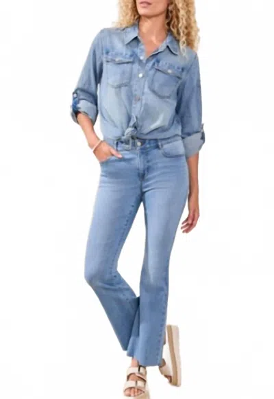 Tribal Audrey Hugging Flare Jeans In Coastal Blue