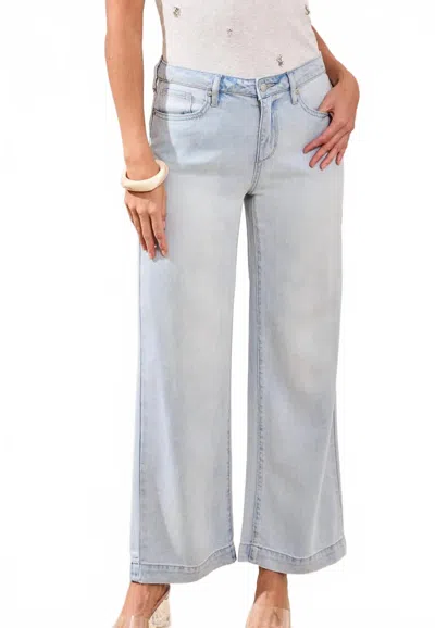 Tribal Audrey Hugging Flowy Wide Leg Jeans In Bondi Beach In Blue
