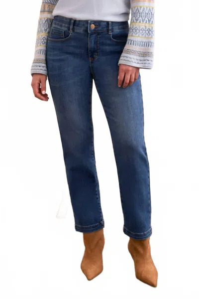 Tribal Audrey Hugging Straight Leg Crop Jeans In Dark Night In Blue