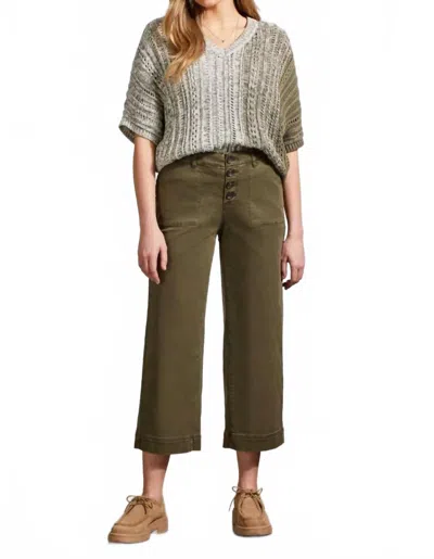 Tribal Audrey Hugging Wide Crop Jean In Olive In Green