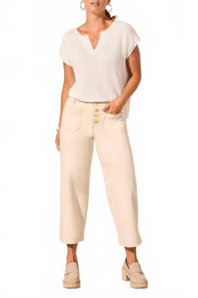 Tribal Audrey Hugging Wide Crop Jeans In Ecru In White