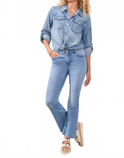 Tribal Audrey Mid Rise Flare Jeans In Coastal Blue