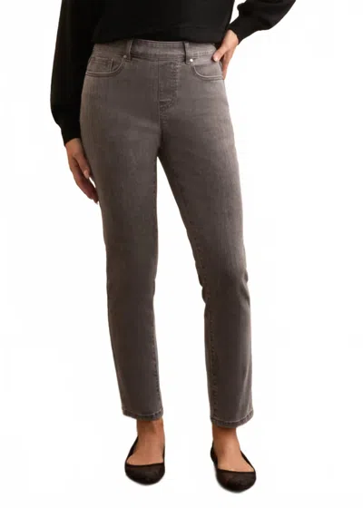 Tribal Audrey Mid Rise Pull-on Slim Ankle Glitter Jeans In Silvergrey In Multi