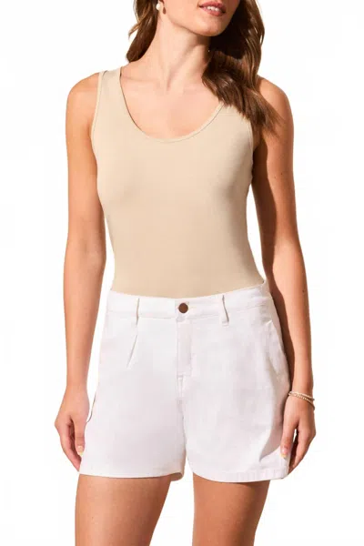 Tribal Audrey Pleated Mid-rise Short In Cream In Neutral