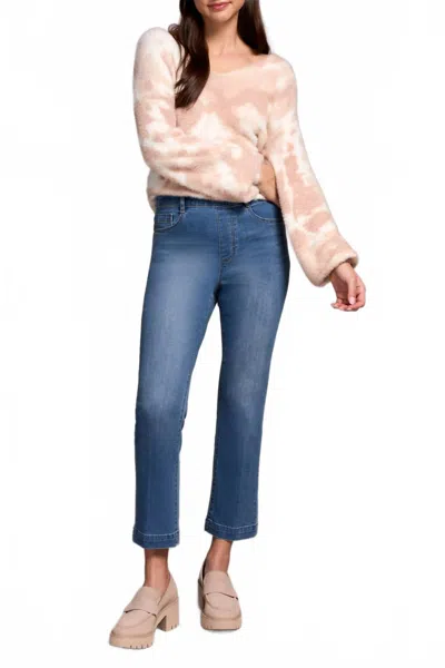 Tribal Audrey Pull-on Crop Straight Jeans In True Vintage In Blue