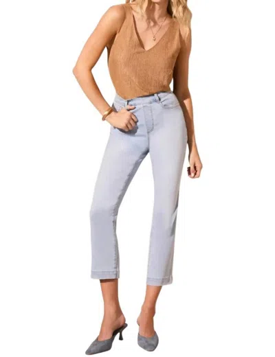 Tribal Audrey Pull-on Crop Straight Jeans With Front Crease In Blue