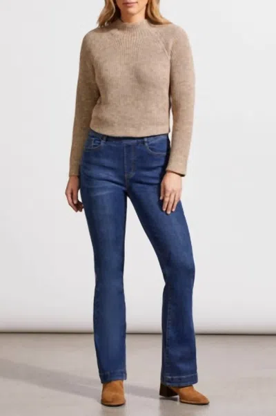 Tribal Audrey Pull On Flare Jeans In Bluemoon In Brown