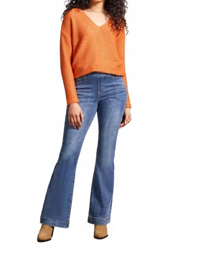 Tribal Audrey Pull On Flare Jeans In River Blue