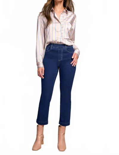Tribal Audrey Pull-on Crop Straight Jean In Deepwater In Blue