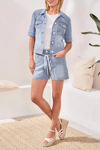 Tribal Audrey Relaxed Style Shorts In Seaport In Blue