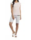 Tribal Audrey Soft Denim Pull On Bermuda Slit Edge Shorts In Light Grey In Multi