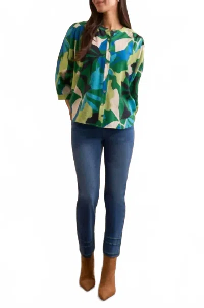 Tribal Audrey Straight Crop Jeans With Tape Embroidery In Dark Eclipse In Blue