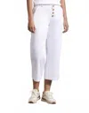 Tribal Audrey Wide Leg Jean Buttonfly In White In White