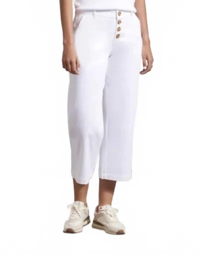 Tribal Audrey Wide Leg Jean Buttonfly In White