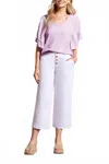 Tribal Audrey Wide Leg Jeans In White In Purple