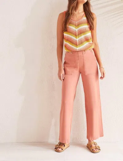 Tribal Audrey Wide Leg Jeans With Buttons In Dark Cyder In Pink