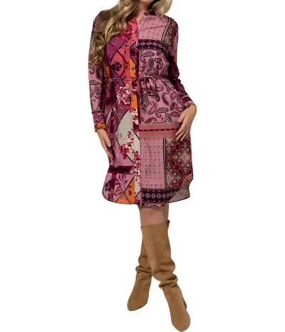 Tribal Avie Combo Print Dress In Multi Color