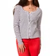 Tribal Baby Rib Crew Neck Cardigan -plus In Nautical Stripe In Multi