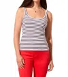 Tribal Baby Rib Striped Scoop Neck Fitted Tank Top In Nautical Stripe In Multi