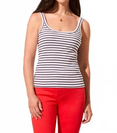 TRIBAL BABY RIB STRIPED SCOOP NECK FITTED TANK TOP IN NAUTICAL STRIPE