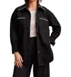 Tribal Blanket Stitching Button-up Coat In Black In Black