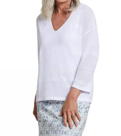 Tribal Blended Yarn Drp Shoulder Sweater In White