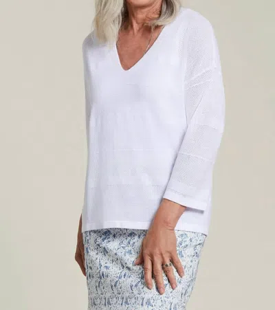 Tribal Blended Yarn Drp Shoulder Sweater In White