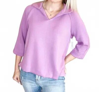Tribal Bloom Henley Top In Purple
