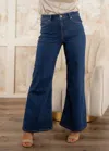 Tribal Blue Thread Brooke Hugging Palazzo Jeans In Dark Denim In Blue