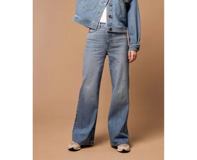Tribal Blue Thread Brookke Hugging Palazzo Jeans In Medium Wash Denim In Multi