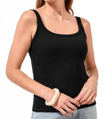 Tribal Blue Thread Fitted Stretch Tank Top In Black