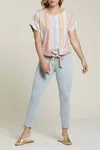 Tribal Boat Neck Dolman Sleeve Blouse In Spice In White