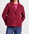 Tribal Boiled Wool Peacoat In Port In Multi