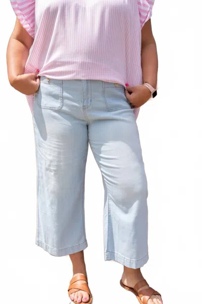 Tribal Brooke Denim Wide Leg Jeans In Blue