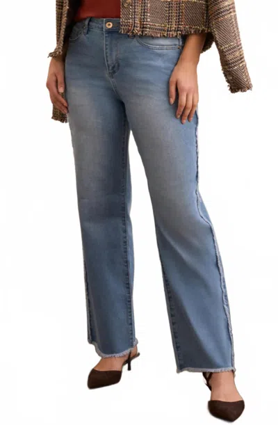 Tribal Brooke Frayed Super Straight Jeans In Bluekiss In Multi